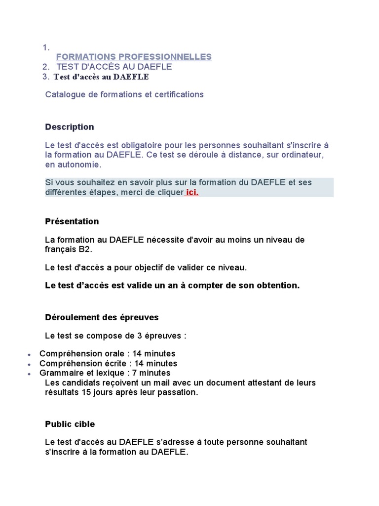 Test d'accès au DAEFLE 2024 | PDF | Ordinateurs