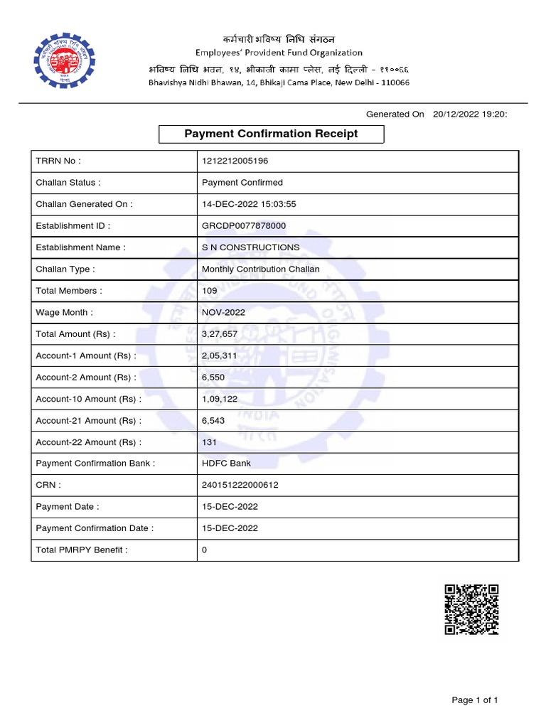 Payment Receipt for SN Constructions | PDF