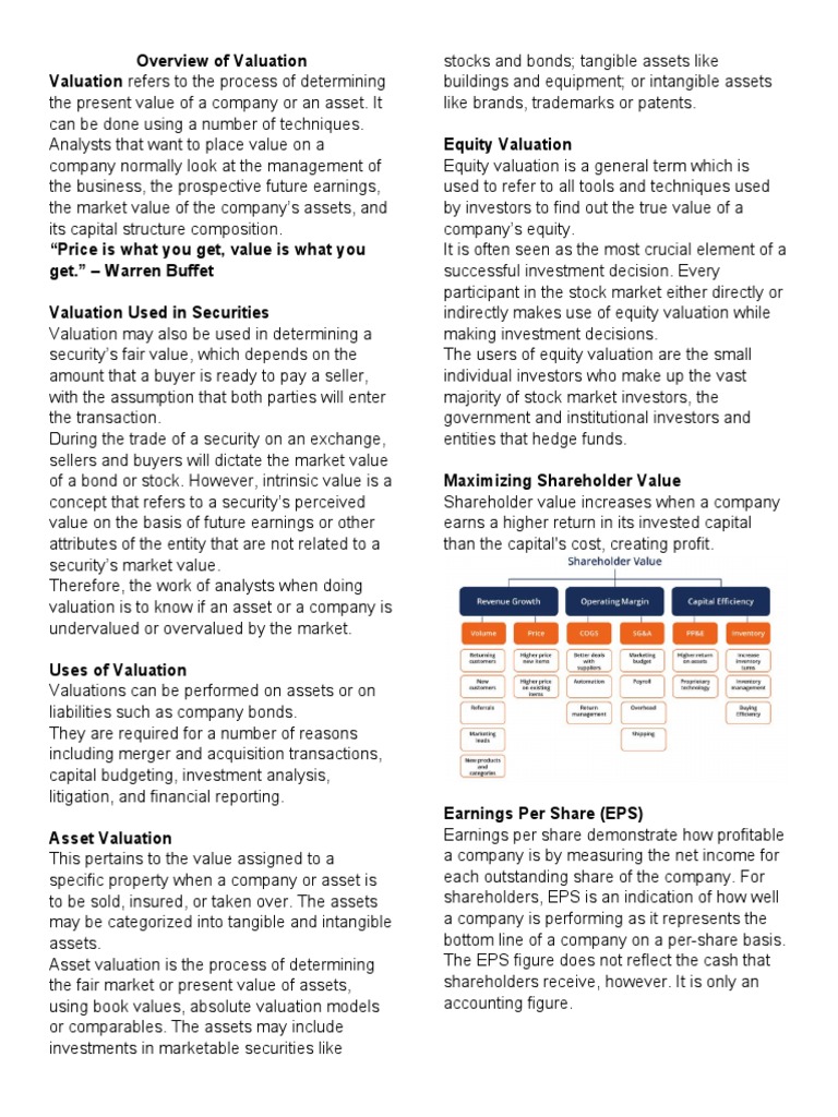 Valuation 1 3 Pdf Valuation Finance Stocks