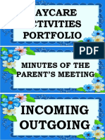 Daycare Activities Portfolio Minutes Parent Meeting