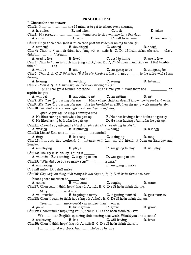 Bai Tap Anh 7 | PDF