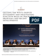Getting The WTO's Dispute Settlement and Negotiating Function Back On Track - Reform Proposals and Recent Developments - Egmont Institute PDF