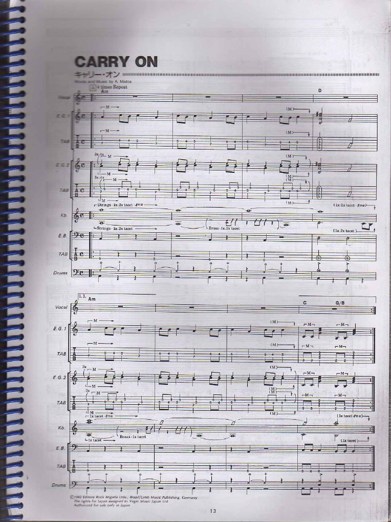 Angra Partitura Carry On PDF