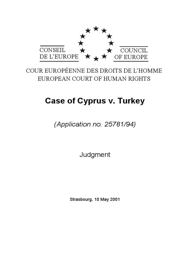 CASE OF CYPRUS v. TURKEY PDF PDF Cyprus Government