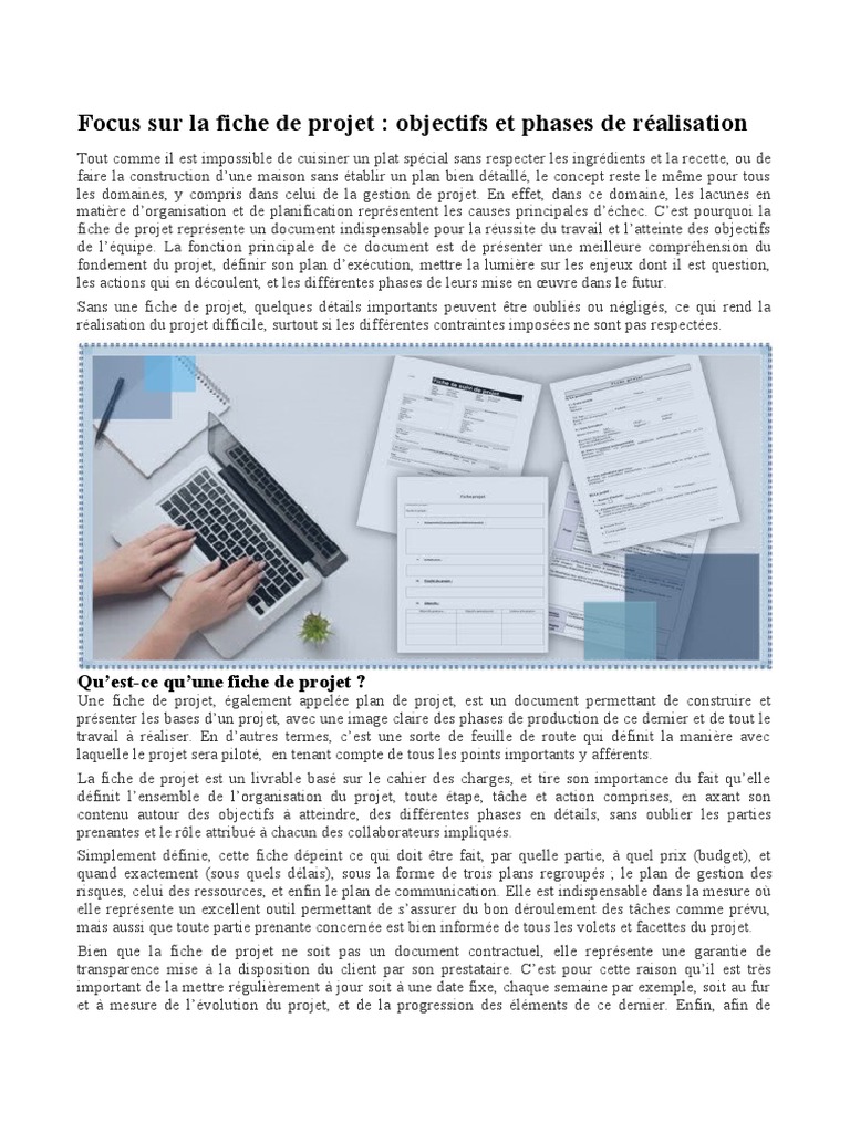 Rédiger une fiche de projet efficace | PDF | Gestion de projet
