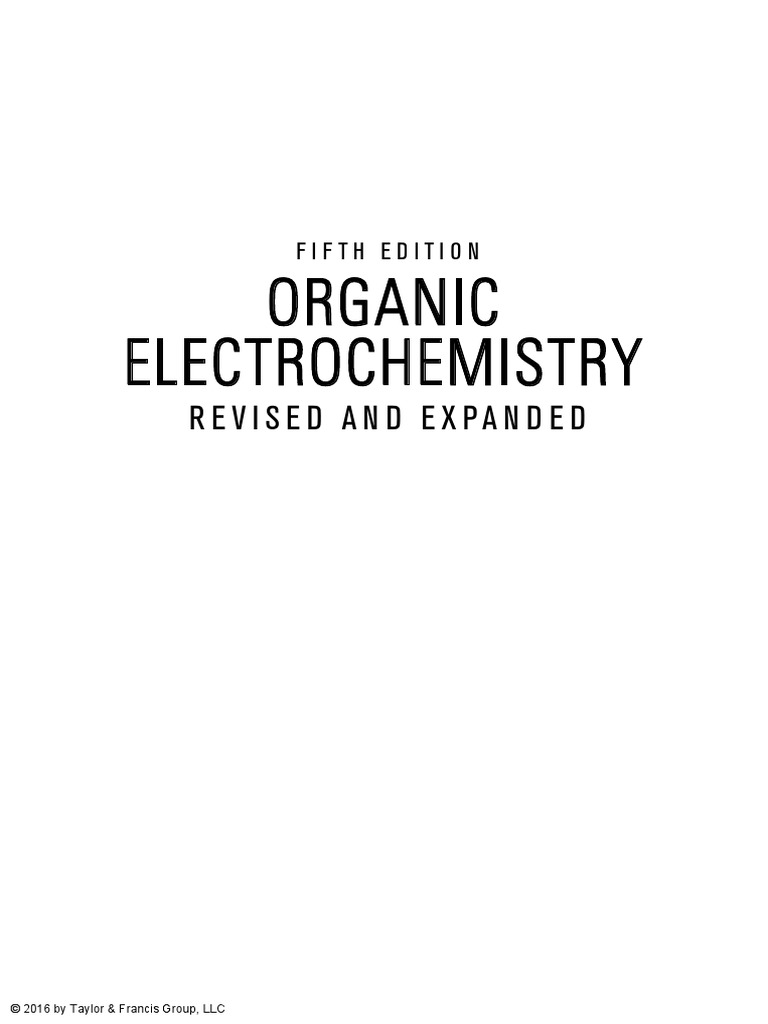 Organic Electrochemistry PDF Electrochemistry Chemistry