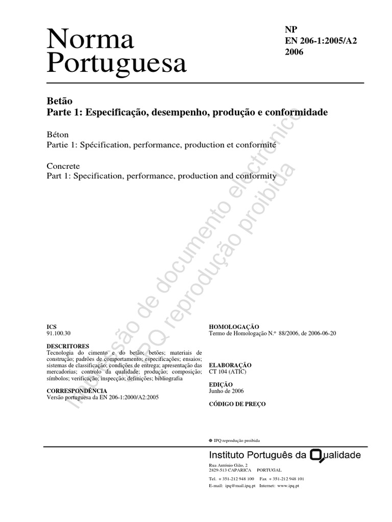 NP en 206-1 - A2 - 2006 PDF | PDF | Europa