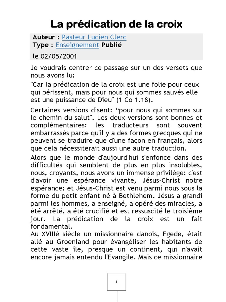 La folie de la prédication de la croix | PDF | Jésus | Paul l'apôtre