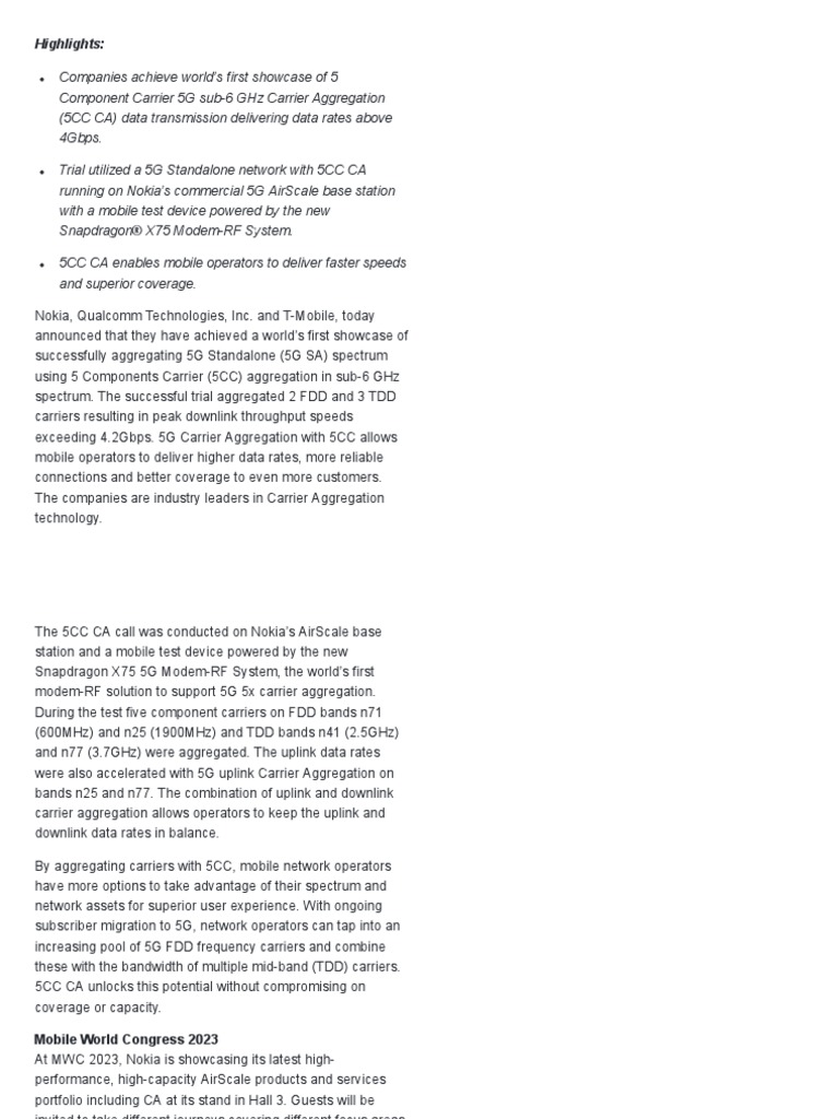 Nokia, and TMobile Achieve IndustryFirst 5G Carrier
