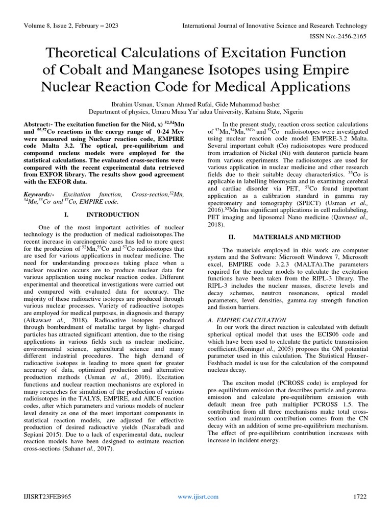 Theoretical Calculations of Excitation Function of Cobalt and Manganese