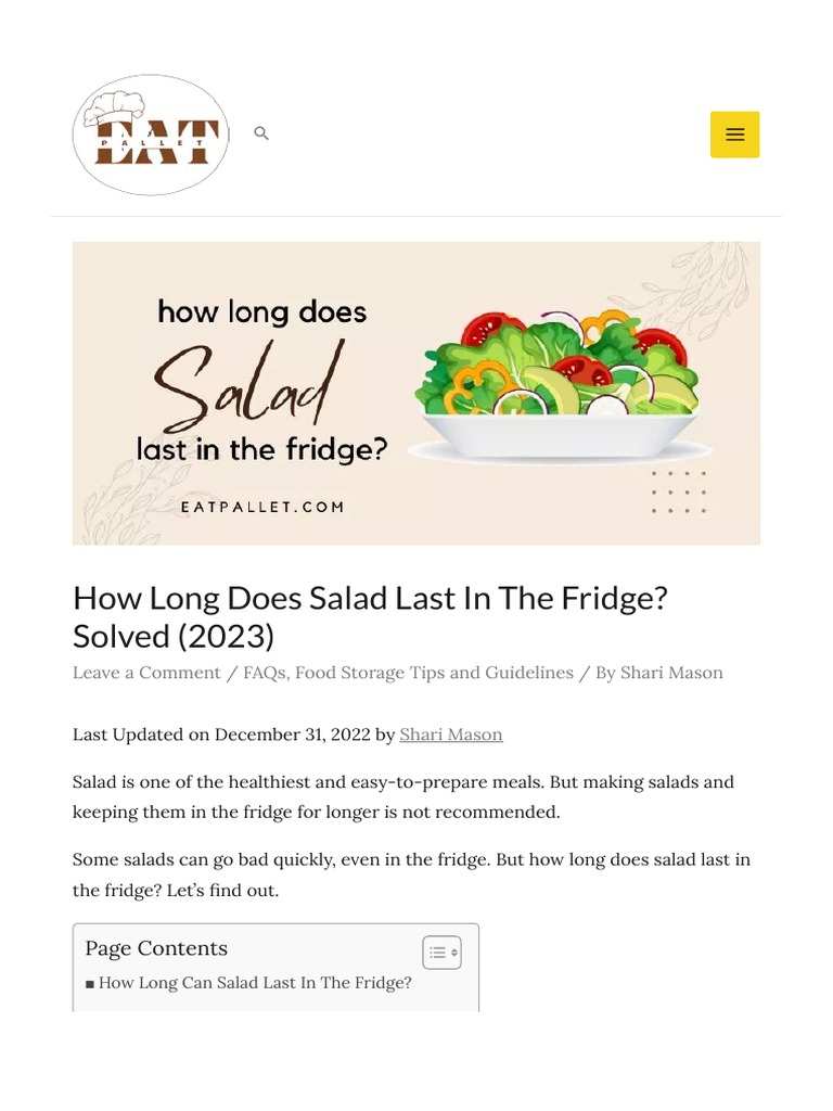 How Long Does Salad Last in The Fridge? Solved (2023) PDF