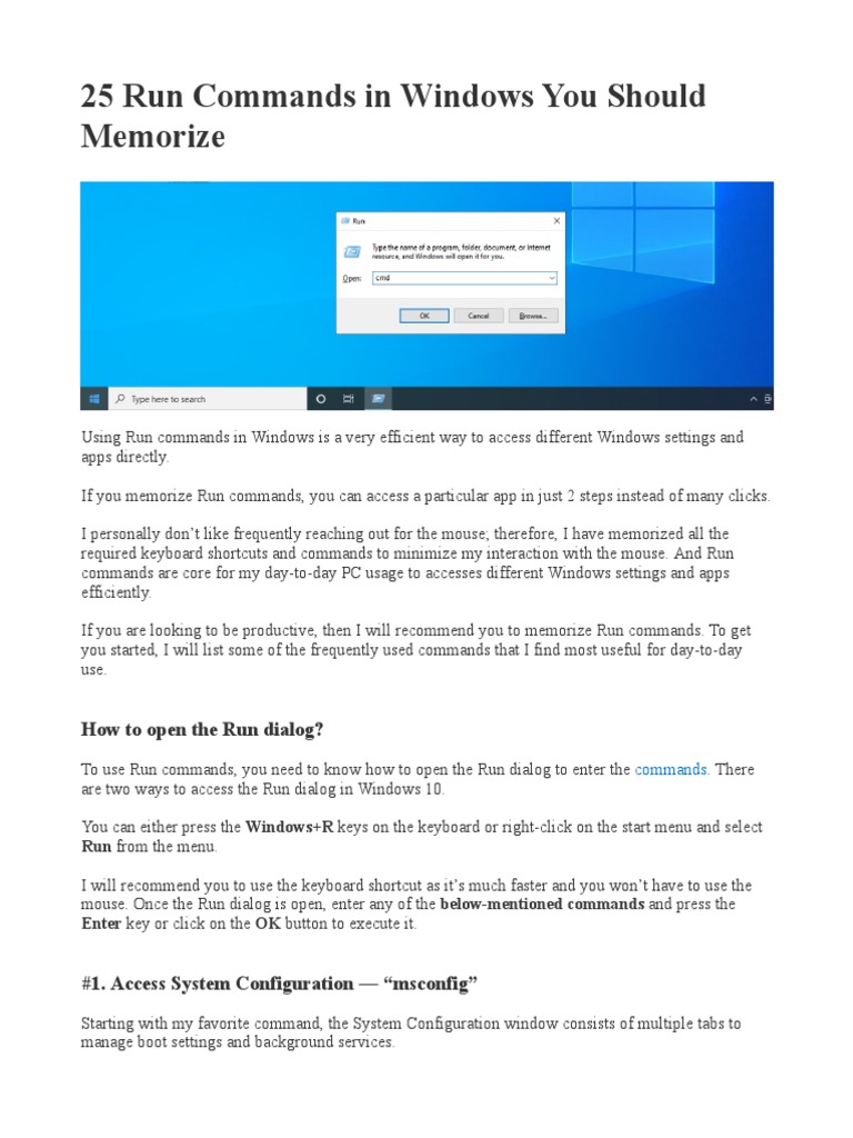 25 Run Commands in Windows You Should Memorize | PDF | Microsoft ...