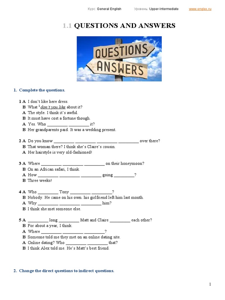 Upper-Intermediate English Question Exercises | PDF | Self-Improvement