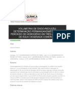 Determinação permanganométrica de peróxido de hidrogênio em três amostras de água oxigenada comercial (1)