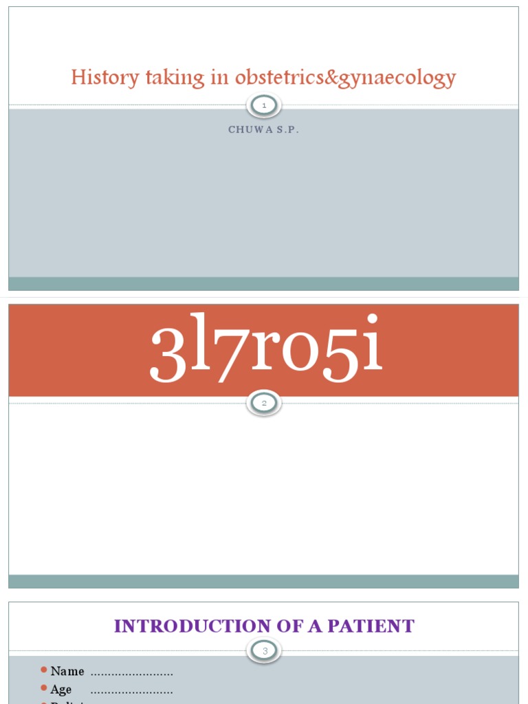 History Taking and Physical Examination in Obstetrics and Gynecology ...