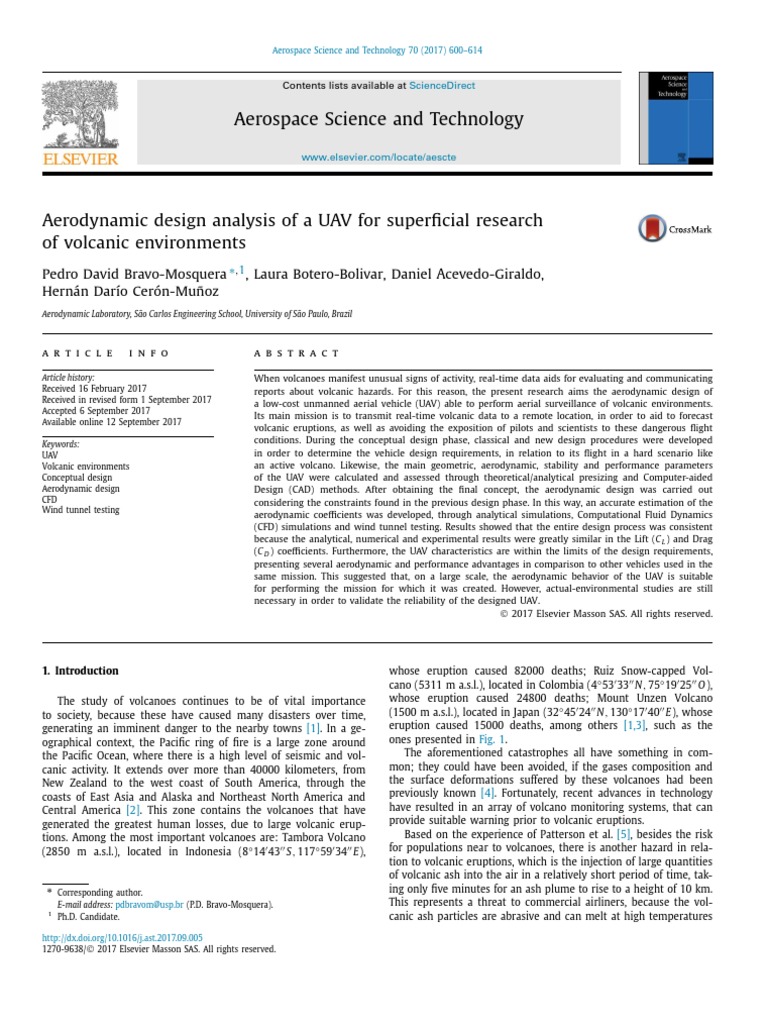 Aerodynamic Design Analysis of A UAV For PDF | PDF | Volcano | Thrust
