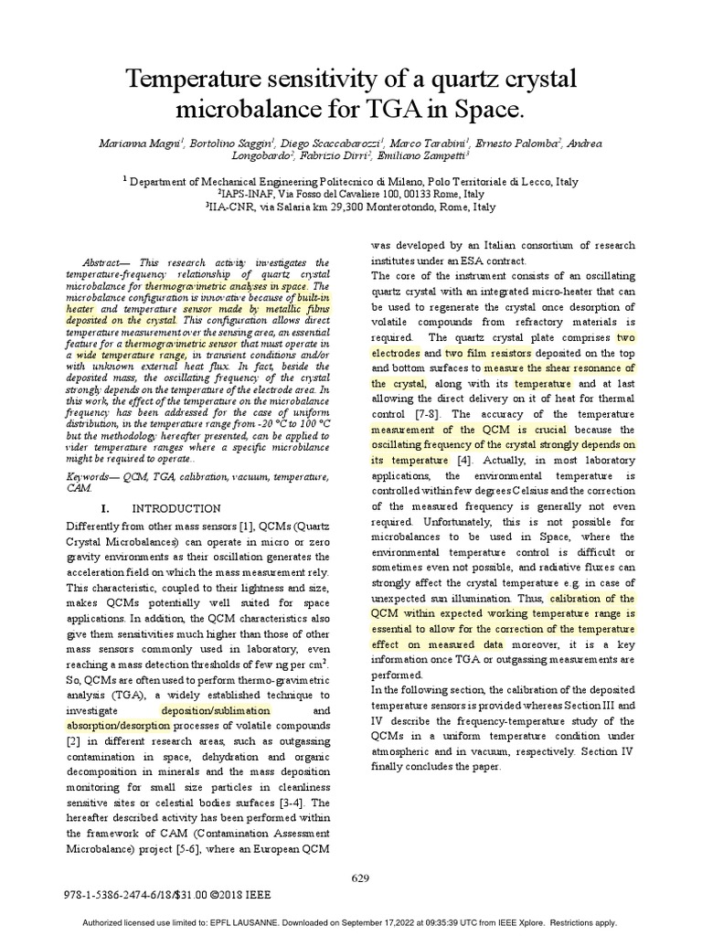 Temperature Sensitivity of A Quartz Crystal Microbalance For TGA in Space Annotated PDF