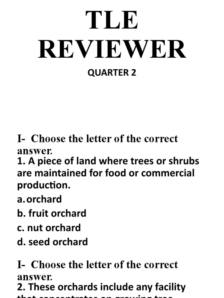 TLE Grade 7 Quarter 2 Reviewer | PDF | Orchard | Manure