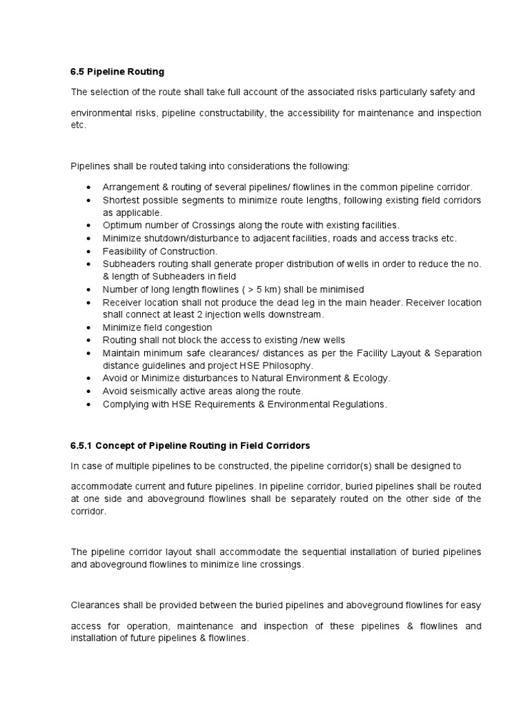 Pipeline Routing Design Manual | PDF | Pipe (Fluid Conveyance ...