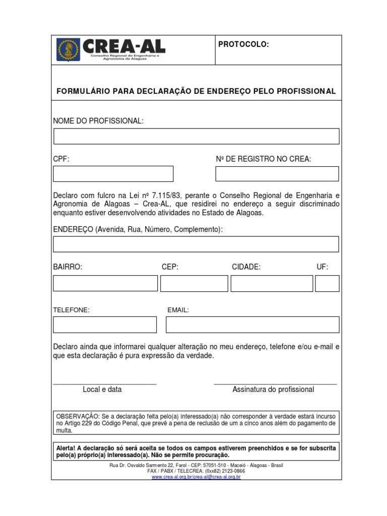 Modelo de Declaração de Endereço | PDF