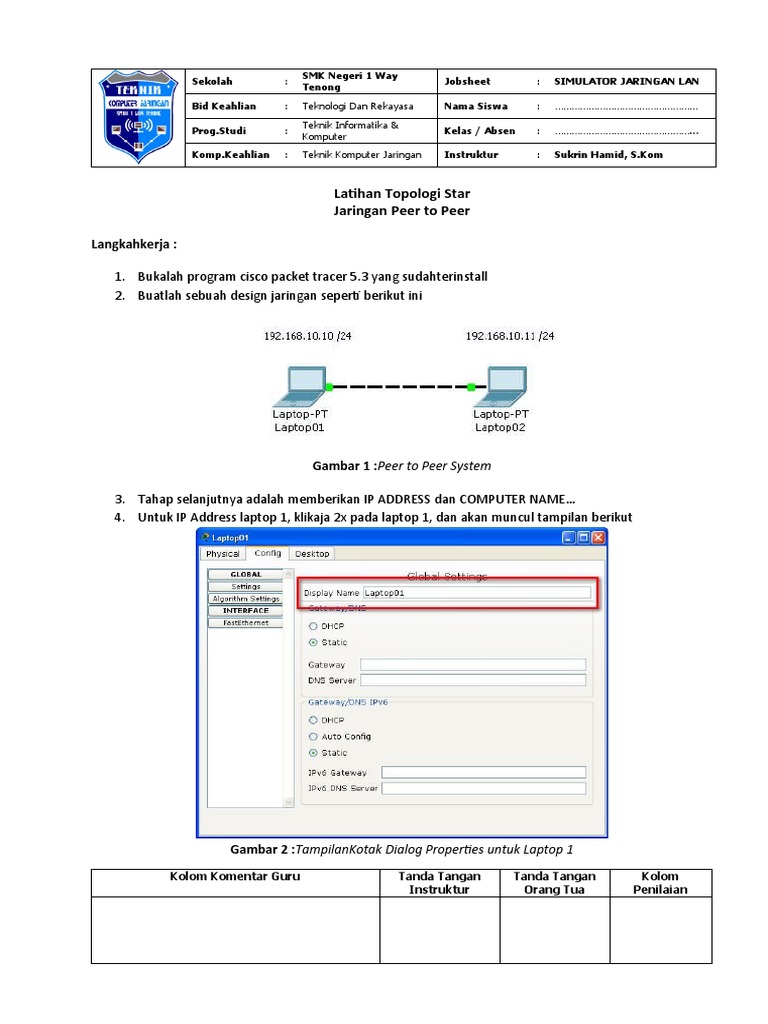 Jobsheet Peer To Peer (Cisco Packet Tracer) PDF