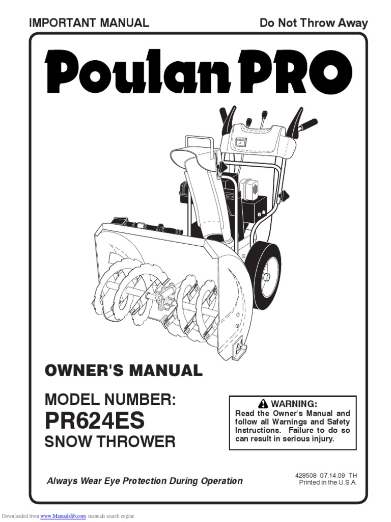 Poulan Pro Pr624es PDF Motor Oil Gasoline