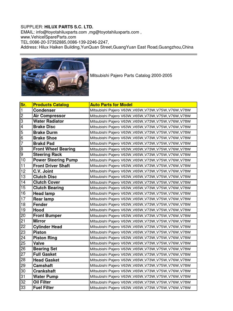 Mitsubishi Pajero Parts Catalog PDF PDF Piston Fuel Injection