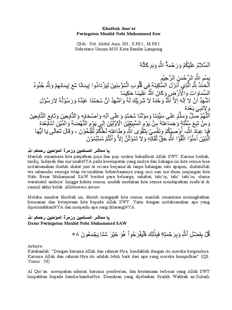 Khutbah Jumat Muhammadiyah dengan tema kehidupan beriman