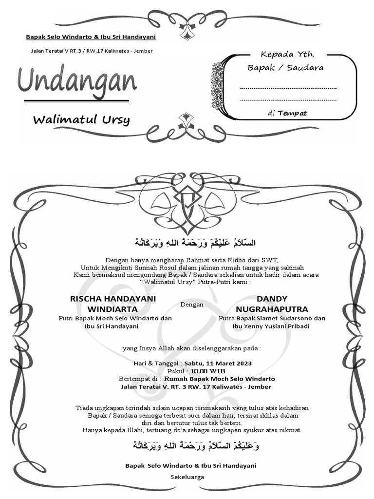 Undangan Walimatul Ursy Print PDF