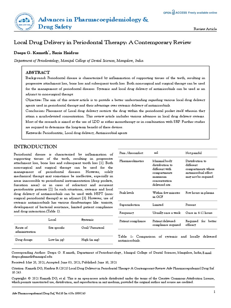 Advances in Pharmacoepidemiology & Drug Safety: Local Drug Delivery in ...