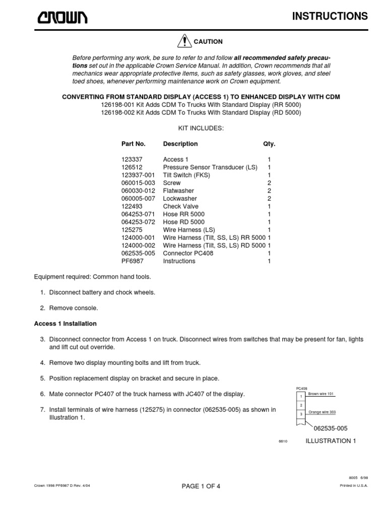 Access 1 to Enhanced Display Upgrade | PDF | Electrical Connector ...