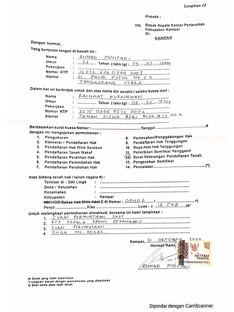 Form Lampiran SHGB 00002 PDF | PDF