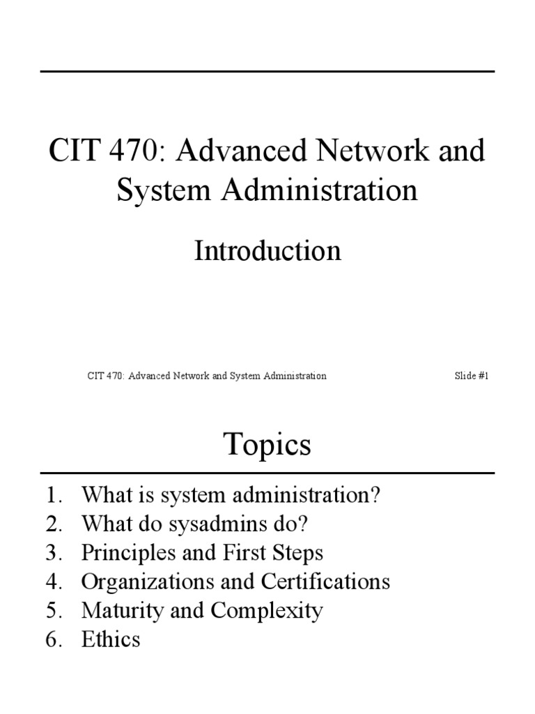 Advanced SysAdmin Roles and Responsibilities PDF System Administrator Computer Network