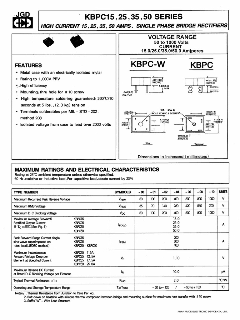 Datasheet - HK kbpc5010 1008672 | PDF