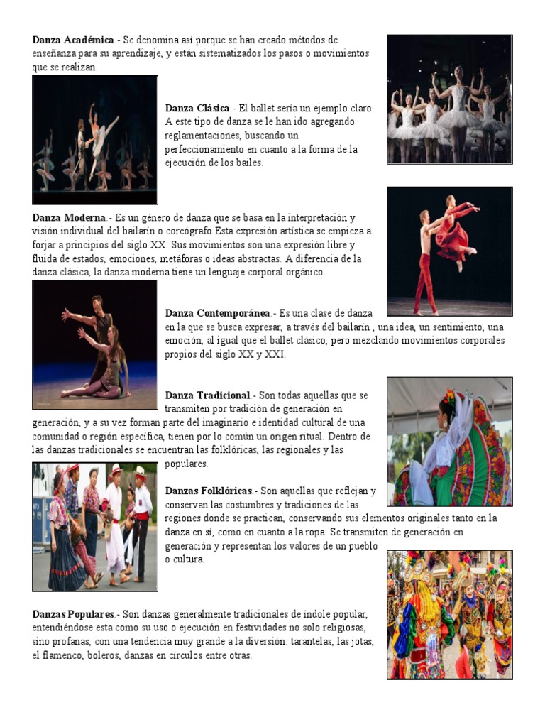 Tipos y características de la danza | PDF | Bailes | Ballet