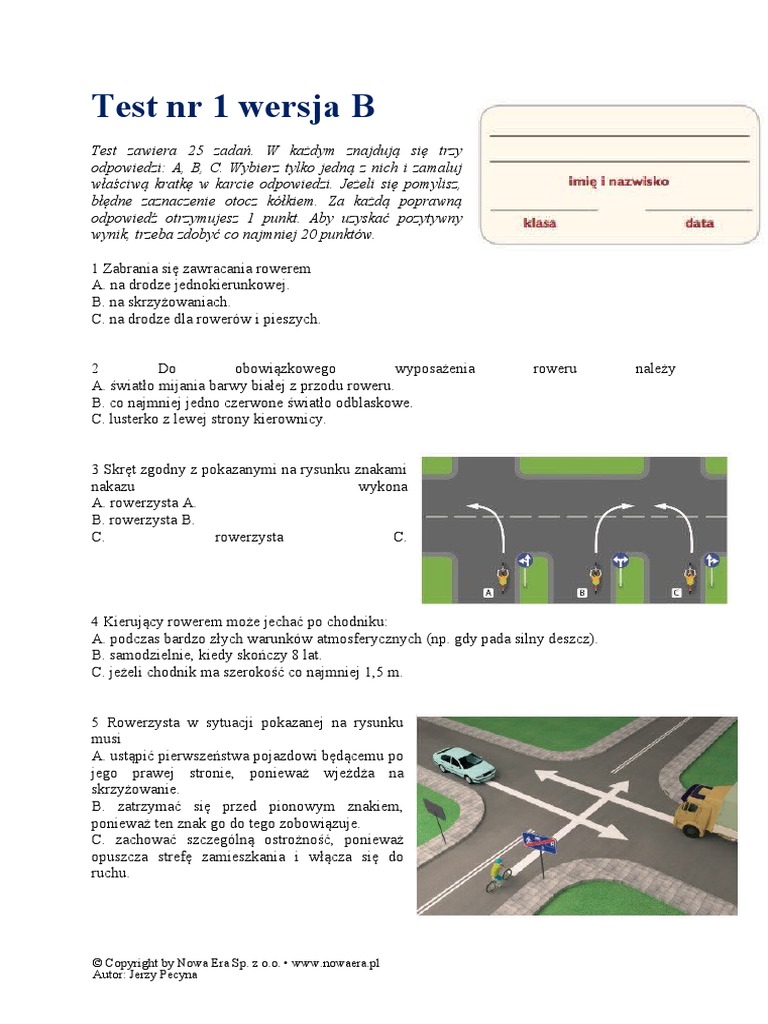test-na-karte-rowerowa-nr-1-wersja-b (1) | PDF