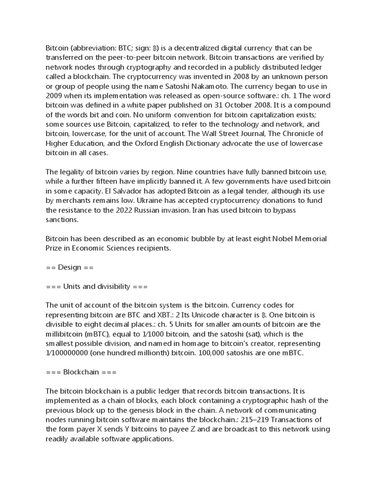 Bitcoin: Decentralized Digital Currency | PDF | Bitcoin | Cryptocurrency