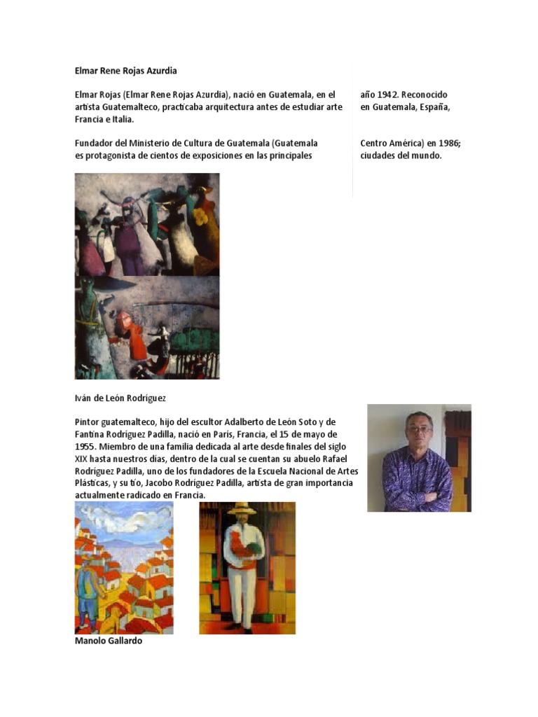 Artistas Plásticos Guatemaltecos Destacados | PDF | Guatemala | Pinturas