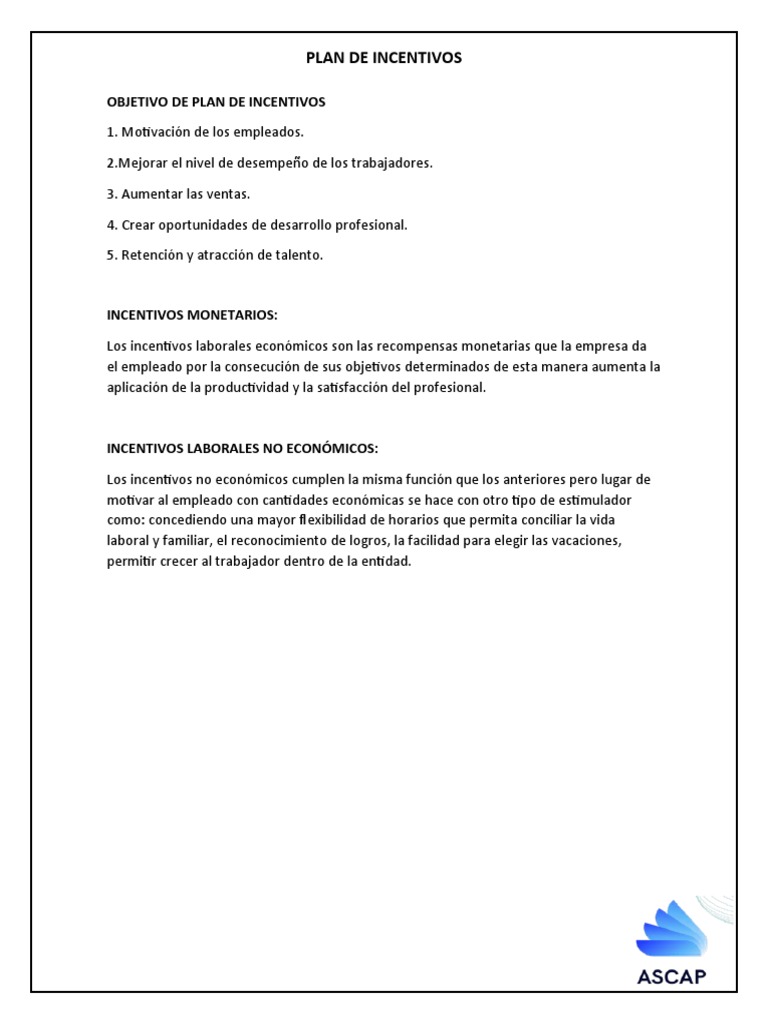 Plan de Incentivos para Empleados | PDF | Negocios