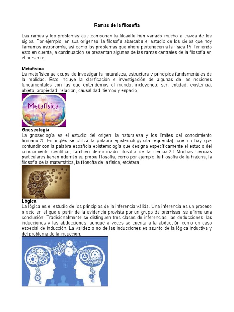 Ramas De La Filosofía Pdf Razonamiento Inductivo Estética