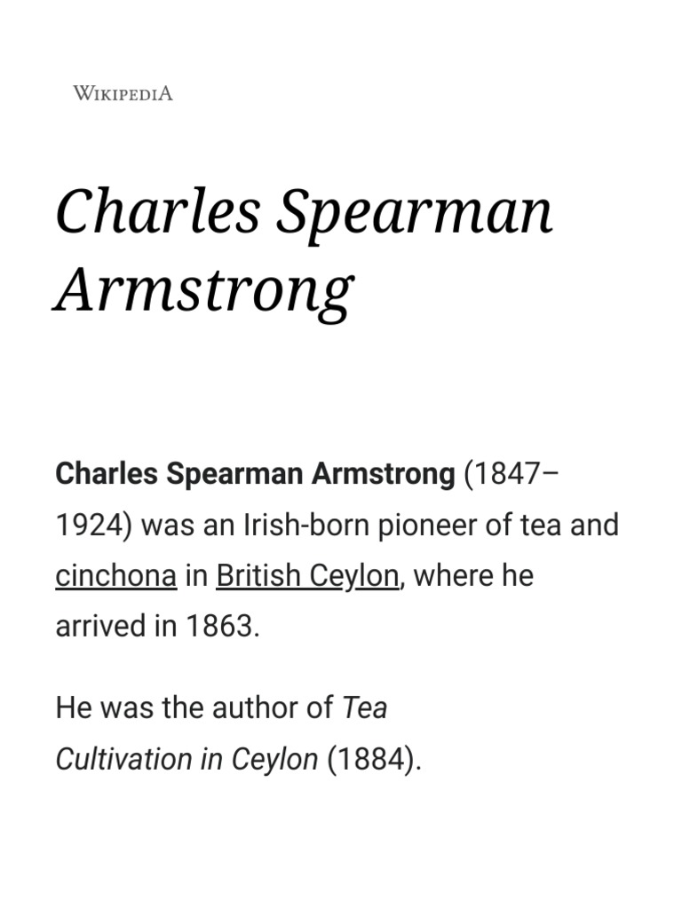 Charles Spearman Armstrong - Wikipedia PDF | PDF | Tea | Hot Drinks
