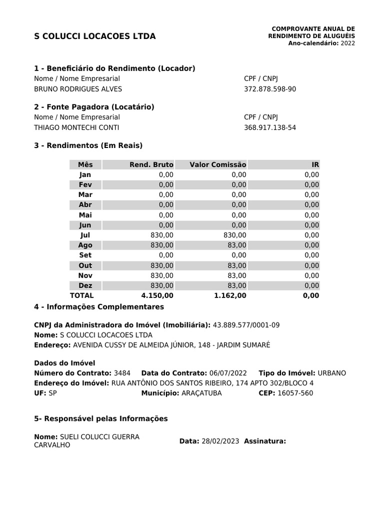 Informe Anual de Rendimentos 2022 | PDF | Finanças e Administração de ...