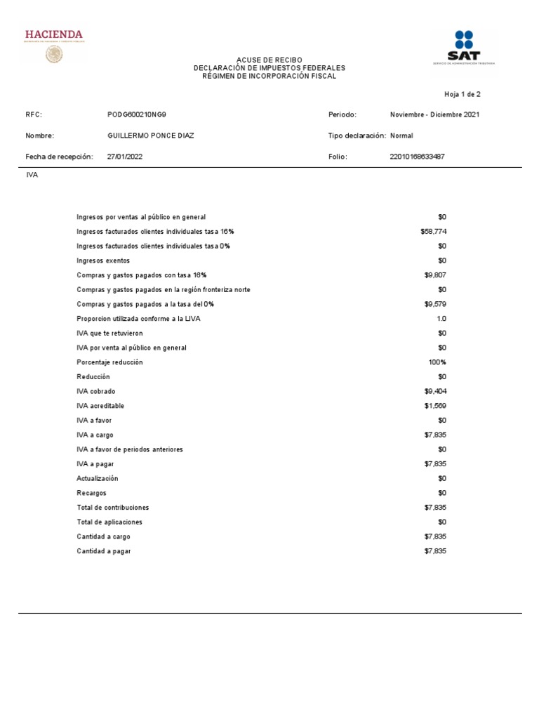 DECL IMPTOS 6o BIM 2021 | PDF | Impuesto sobre la renta | Impuesto al ...