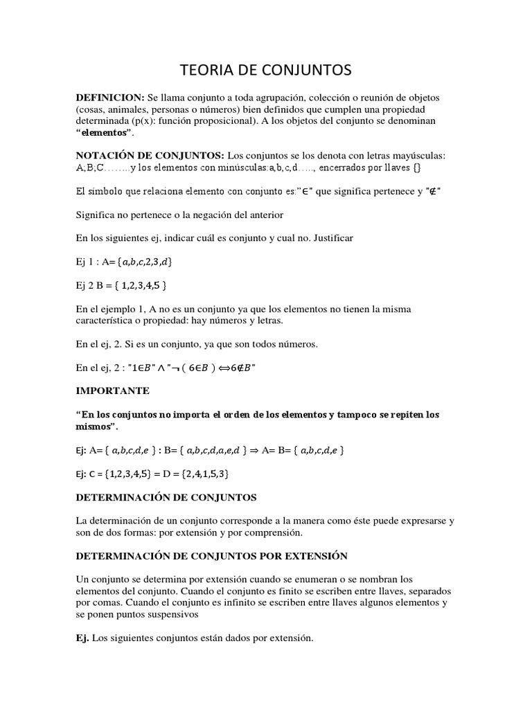 Teoría de Conjuntos y Cálculo | PDF | Conjunto (Matemáticas) | infinito