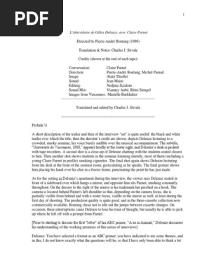 Deleuze - Abécédaire (English) | PDF | Gilles Deleuze | The