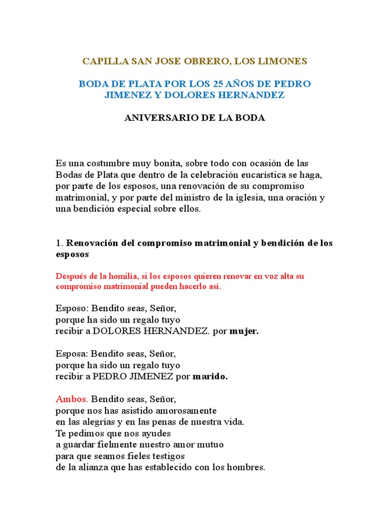 Bodas de Plata en Capilla San José | PDF | Bendición | Cristo (título), image size:768x1024