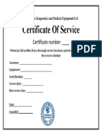 PrimeCare service certificate template