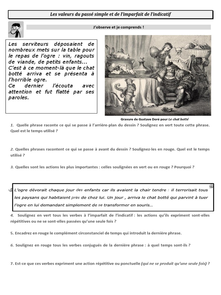 Evaluation Imparfait Passé Simple 6ème Avec Correction La Valeur Des Temps Imparfait-Passe Simple Exercice Texte | PDF | Grammaire  | Linguistique