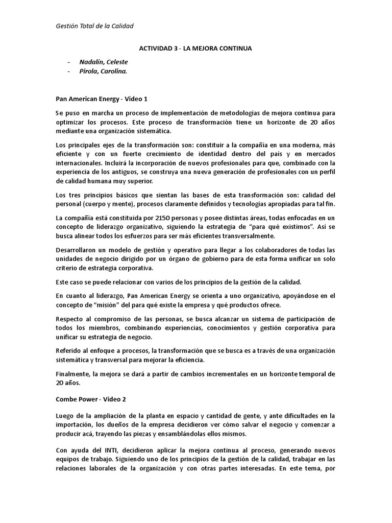 Mejora Continua en Empresas Globales | PDF | Gestión de la calidad ...