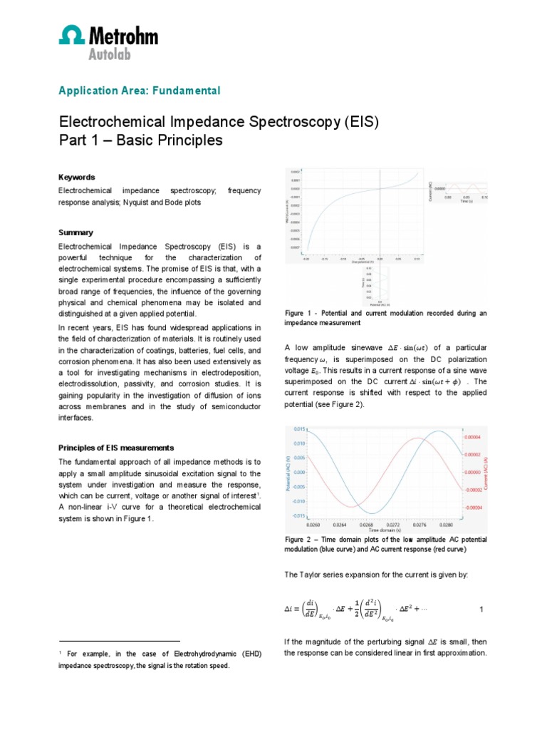 Electrochemical Impedance Specroscopy PDF Electrical Impedance Electrochemistry